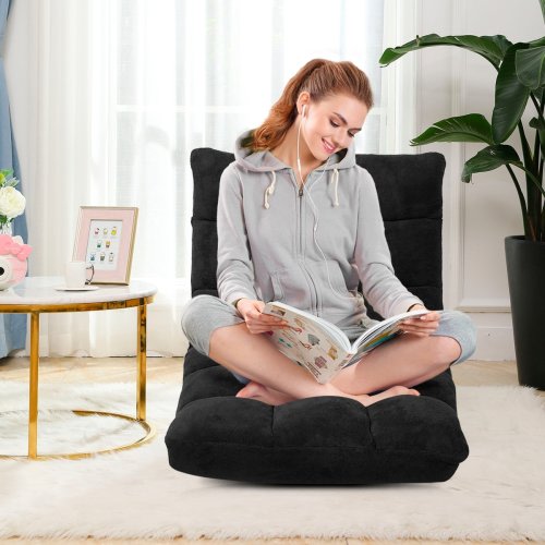 Adjustable 14-position Padded Floor Chair Recliner in Blue