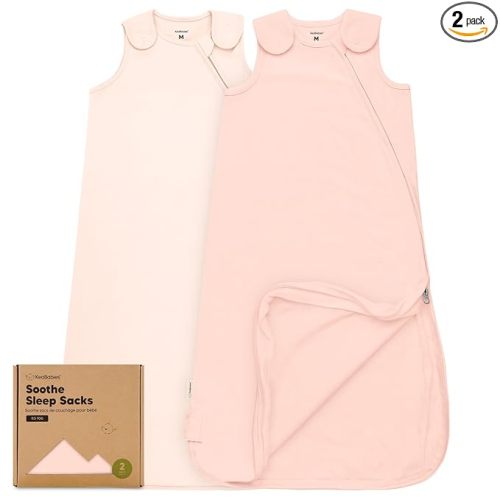 2-Pack Organic Baby Sleep Sacks, 100% Cotton - Soft & Breathable 0.5TOG Baby Wearable Blanket, Toddler Sleeping Sack 6-18 Months, Easy to Wear Transitional Swaddles for Newborns,Infants(Mist Rose, M)