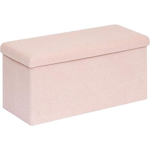 30 Inches Storage Ottoman Bench - Square Ottoman with Sherpa Top,Storage Bench for Bedroom 30" L x 15" W x 15" H - Pink