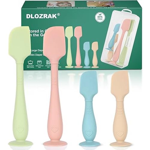 4-Pack Diaper Cream Spatula with Travel Case, Soft Baby Butt Spatula – Silicone Butt Paste Spatula, Convenient Diaper Spatula, Ideal Baby Shower Gift