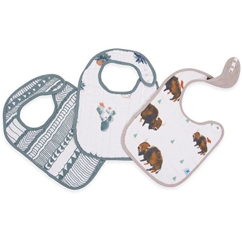 Little Unicorn Cotton Bandana Bib 3 Pack, Machine Washable - Bison
