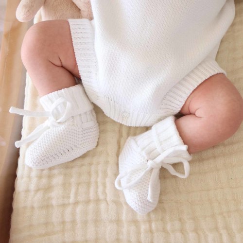 Knit Baby Booties | Snow