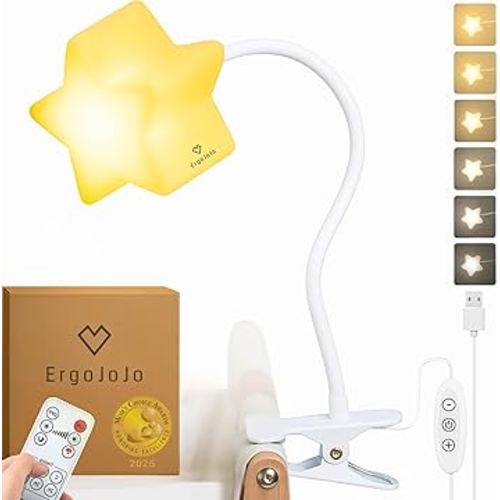LED Clip On Star Light, Warm & Dimmable Desk Light, Reading Night lamp Newborn Essential for Bedside Bassinet, Nursery Decor, Ideal Baby Gift for Kids Visit The Store