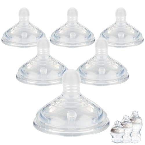 Silicone Nipples (M) for Tommee Tippee Natural Start Anti-Colic Bottles &Advanced Anti-Colic Bottles,Closer to Nature Bottle,Medium Flow,Size 2 Nipple,3m+, 6 Count