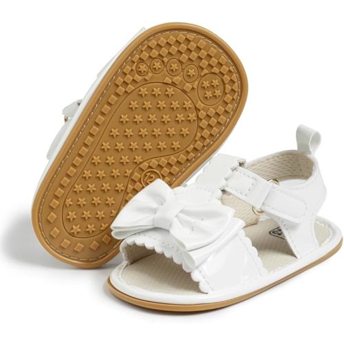 Babelvit Infant Baby Girl Boy Sandals Comfort Premium Summer Outdoor Casual Beach Shoes with Flower Bowknot Anti Slip Rubber Sole Newborn Toddler Prewalker First Walking Shoes