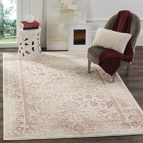 SAFAVIEH Adirondack Collection Accent Rug - 4' x 6', Ivory & Rose, Oriental Distressed Design, Non-Shedding & Easy Care, Ideal for High Traffic Areas in Entryway, Living Room, Bedroom (ADR109H)