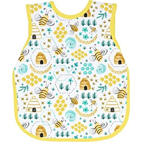 BapronBaby Busy Bees Bapron - Soft Waterproof Stain Resistant Bib - Machine Washable - 6m - 5yr - (Sz Baby/Toddler 6m-3T)