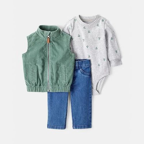 Baby Boy Carter's 3-pc. Corduroy Vest, Long Sleeve Bodysuit & Jeans Set
