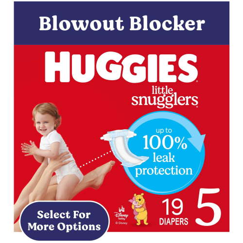 Huggies Little Snugglers Baby Diapers, Size 5 (27+ lbs), 19 Count (Select for More)