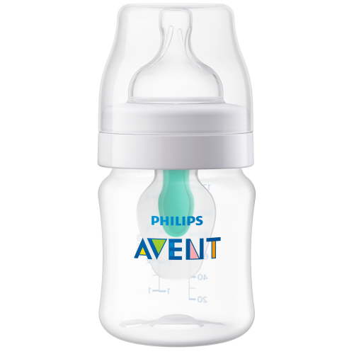 Philips Avent Anti-colic Baby Bottle with AirFree Vent, 4oz, 1pk, Clear, SCY701/91