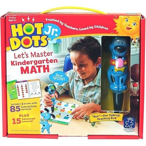 Educational Insights Hot Dots Jr. Let’s Master Kindergarten Math Set, Homeschool & School Math Workbooks, 2 Books & Interactive Pen, 100 Math Lessons, Ages 5+