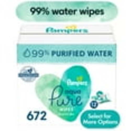 Pampers Aqua Pure Hypoallergenic Baby Wipes, 99% Water, Unscented, 672 Count, 12-Pack