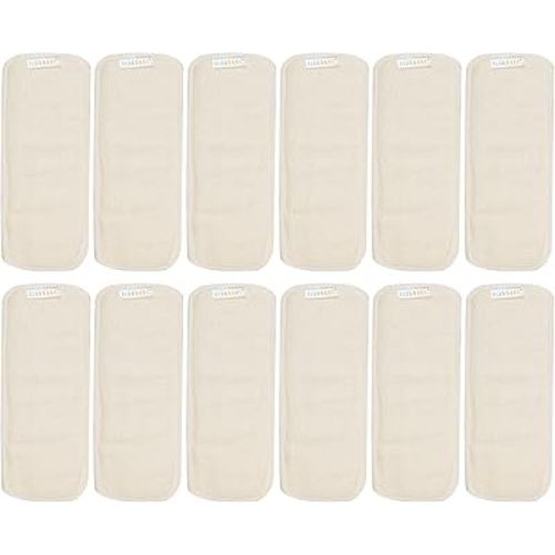ALVABABY 12PCS Newborn Cloth Diaper Insert,4 Layers Cloth Diaper Inserts, Inserts,Reusable Cloth Diaper Inserts Overnight 12SMB