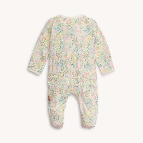 Hoppy Garden Modal Footie with Ruffle – Apple Blossom Baby And Decor