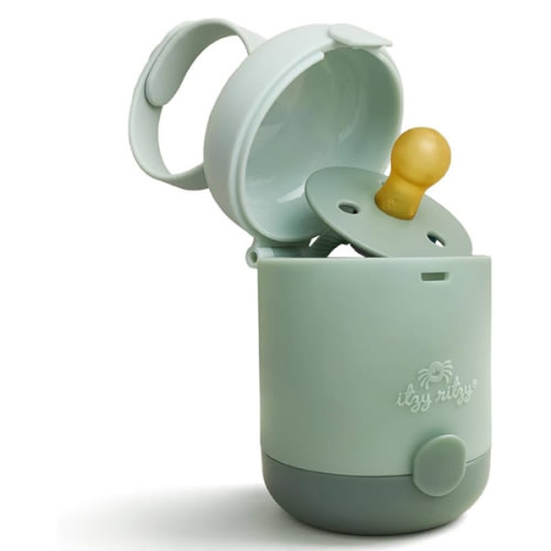 Itzy Ritzy Pacifier Holder - Dual-Sided Pacifier Case with Strap to Keep Clean & Dirty Pacifiers Separate, Paci Holder for Diaper Bag & Stroller (Pacifiers Not Included), Sage
