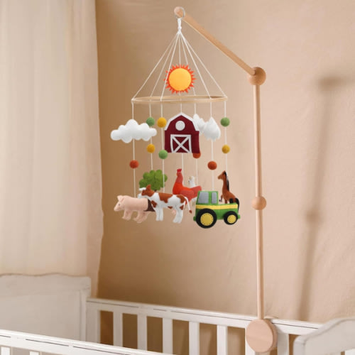 Farm Animal Mobile for Crib - A Colorful Baby Farm Mobile with Animals and barn