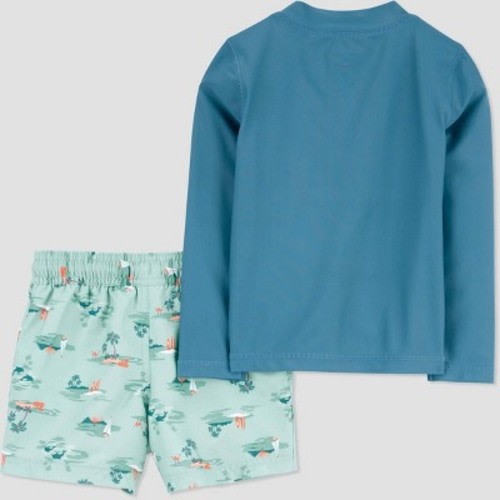 Carter's Just One You®️ Toddler Boys' Long Sleeve Scenic Printed Rash Guard Set - Blue, Size: 12M