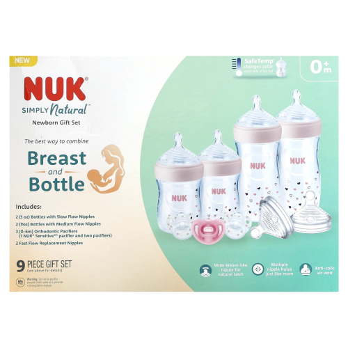 NUK Simply Natural Bottle Gift Set - Pink - 9pc