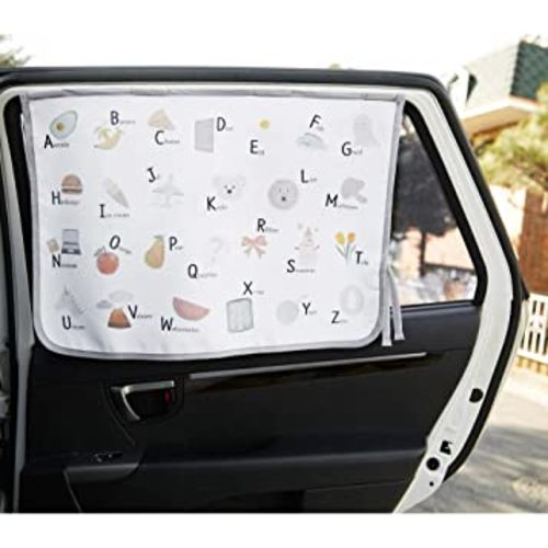 Magnet Car Sun Shade Curtain for Side Window for Baby Kids Children - Sunshade Protector Sun Blocker Blind (Be-Pastel Alphabet)