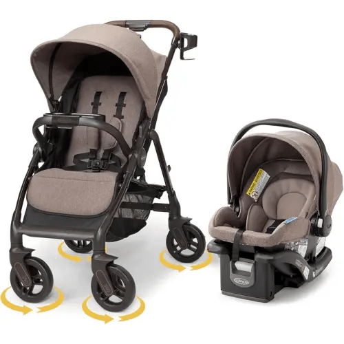 Graco Merge Travel System - Swivel Wheel Baby Stroller Car Seat Combo, Travel System Stroller with 360-Degree Rotating Wheels