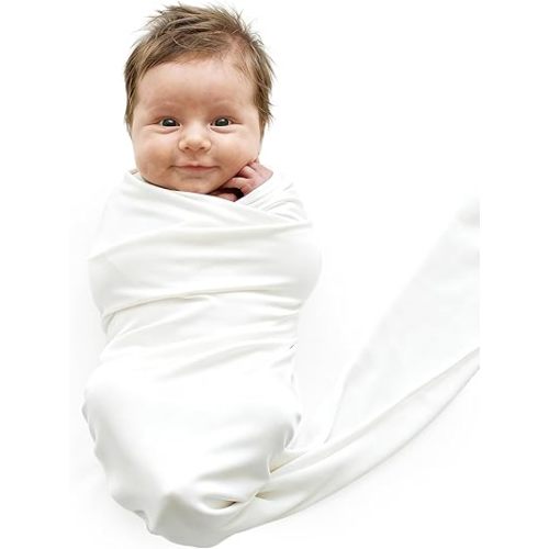 Caden Lane Baby Swaddle & Receiving Blanket, Soft, Breathable & Temperature-Regulating Bamboo Viscose Fabric for Swaddling Newborns, Gender Neutral Infant Blanket for Boys & Girls, Lace White