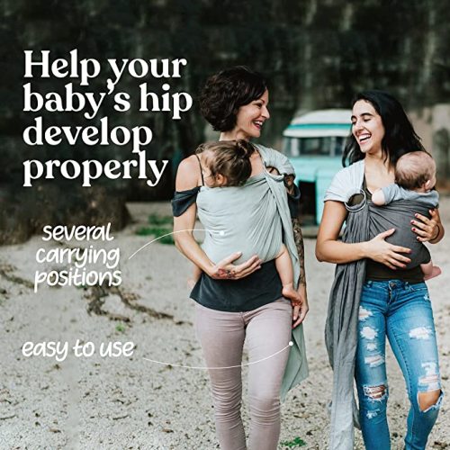 Nalakai Ring Sling Baby Carrier - Luxury Bamboo and Linen Baby Sling - Baby Wrap - Sage Green - Regular Length
