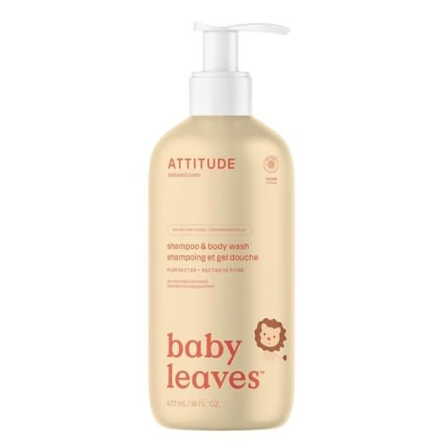 ATTITUDE 2-in-1 Shampoo and Body Wash for Baby, EWG Verified, Dermatologically Tested, Vegan, Pear Nectar, 16 Fl Oz