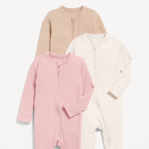 Unisex 2-Way-Zip Sleep & Play Footed One-Piece 3-Pack for Baby | Old Navy
