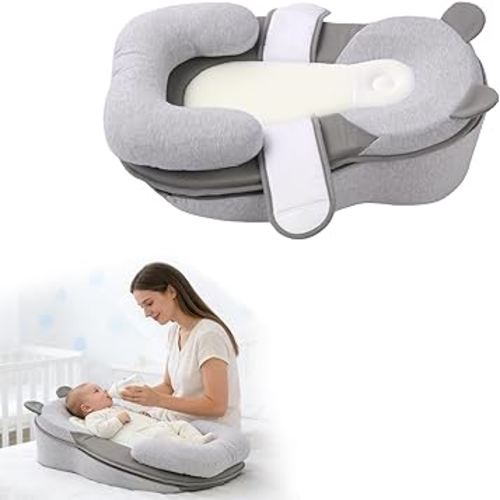 Rootling Baby Feeding Pillow, Anti Overflow Feeding Pillow for Reducing Spit-Up, Safety Nursing Pillow, Baby Lounger Reflux Wedge Breastfeeding, Removable top and Bottom (Gray, Small)