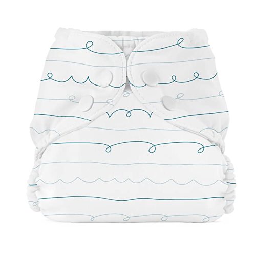 Esembly Cloth Diaper Outer, Waterproof Cloth Diaper Cover, Swim Diaper, Leak-Proof and Breathable Layer Over Prefolds, Flats or Fitteds, Reusable Diaper with Snap Closure, Size 1 (7-17lbs), Script - Size 1 (1 Count)