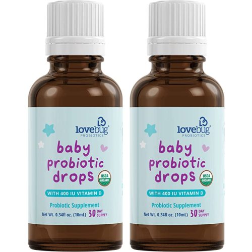 Lovebug Award Winning USDA Organic Probiotic for Infants & Babies 0-12 Months | Helps w/Colic, Reflux, Diarrhea, Constipation & Gas | Multi-Strain 5 Billion CFU | Liquid Drops (60 Days Supply)