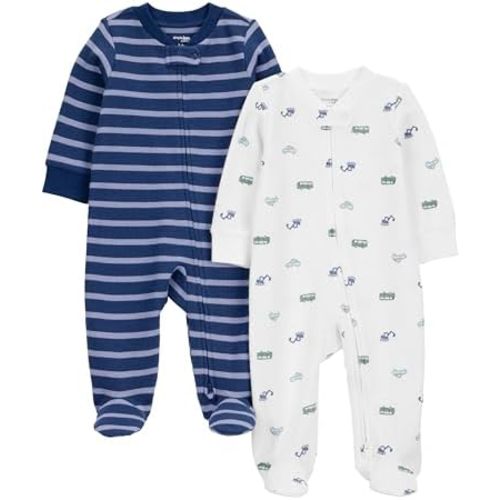Simple Joys by Carter's Baby Boys' 2-Pack 2-Way Zip Cotton Footed Sleep and Play