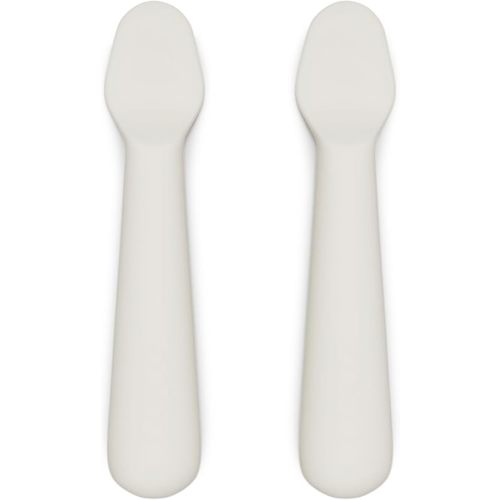 Lalo Little Spoon Set - 2 Piece Baby Spoons Set for Infants & Babies - Made From Food Grade Silicone Dishwasher Safe - Baby Feeding Essentials for Early Stage Mealtime - Oatmeal