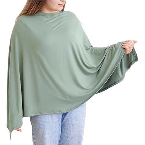 Nursing Covers for Breastfeeding, Breathable Privacy Breast Feeding Covers 360 Degree Full Nursing Poncho for Baby and Mom (Green)