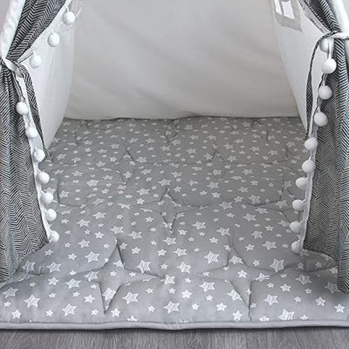 Teepee Play Tent Mat, Square Padded Mat for Playtent, Anti Slip Baby Quilted Activity Mat for Boys and Girls, Toddlers and Kids Playtime