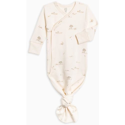 Colored Organics Baby Organic Cotton Knotted Gown - Infant Gown with Mitten Cuffs - 0-3 Months - Picnic in the Park
