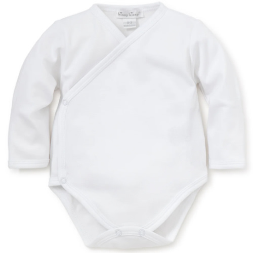 White Kissy Basics Long Sleeve Cross Bodysuit