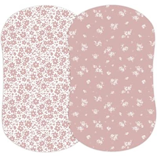 2-Pack Fitted Bassinet Sheets (Antique Rose) - Buttery Soft Cotton Blend for Standard Bassinet