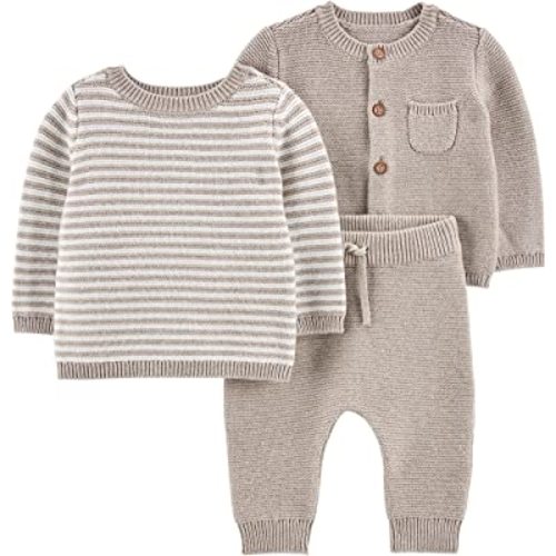 3-Piece Sweater Set (Heather color) - 3-6 Months