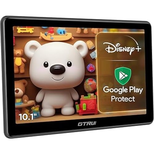 10.1 inch 4K Android 14 Portable Car TV Headrest Monitor Tablet for Back Seat with WiFi and Bluetooth, IPS Touch Screen Video Player, Support Phone Control & Mirror Link/HDMI/RCA 2G+32GB