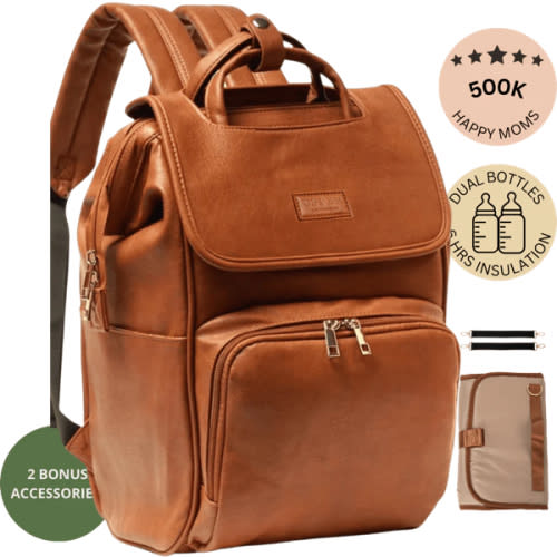 Women’s Diaper Bag Backpack - Best Leather Diaper Bag Backpack for Women Gift | Affordable & Stylish Diaper Backpack Bag | UPPER | La Madison - Elegant Vegan Leather Diaper Bag Backpack - UPPER Brand