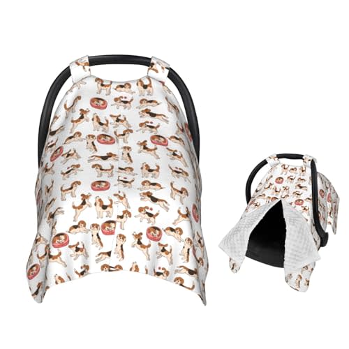 Muishi Cute Beagle Dog Baby Car Seat Canopy Nursing Cover for Newborn Car Seat Breastfeeding Covers Blanket Newborn Shower Gift