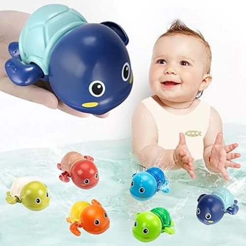 Baby Bath Toys, 6 Pcs Swimming Turtles Bath Toys for Toddler 1-3, Wind Up Bath Toys for 1 Year Old Boy Girl, Preschool Toddler Pool Toys