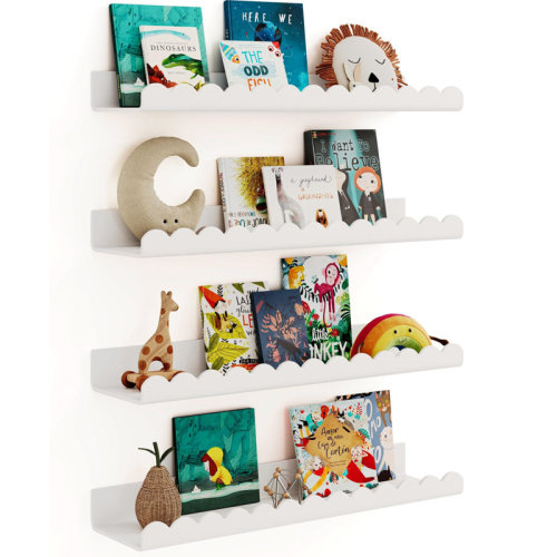 Rebrilliant 4-Pack White Acrylic Floating Bookshelves | Wayfair