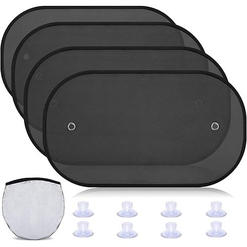 ZATOOTO Car Window Shades for Baby 4 Pack, Car Side Window Sun Shade Sun Blocker with Enhanced Suction Cups Protect Kids and Pets from Sun Glare and Heat