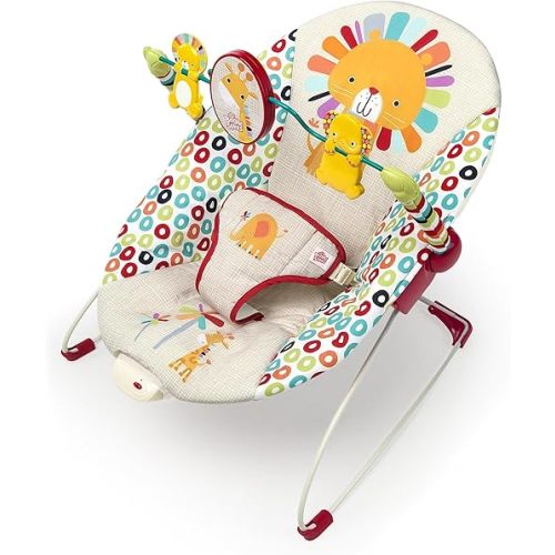 Bright Starts Portable Baby Bouncer Soothing Vibrations Infant Seat with Removable-Toy-Bar, 0-6 Months 6-20 lbs (Playful Pinwheels)