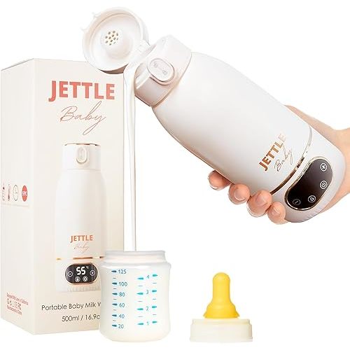Travel Portable Milk Warmer for Baby - Wireless Water Warmer for Baby Formula - Warm Water in 3 Minutes - Touch Button Control, Thermal Insulated Container, Food-Grade Stainless Steel - 500ml