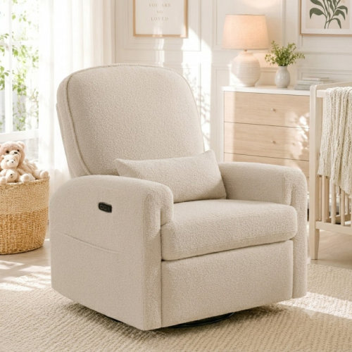 Latitude Run® Modern Teddy Upholstered Manual Recliner Nursery Chair with Swivel and rocker | Wayfair
