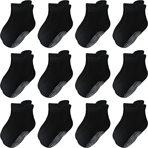Aroveea Non Slip Grip Ankle Baby Socks 12 Pack for Toddler Boys and Girls Kids Socks,Infant Cute Cotton Baby Socks