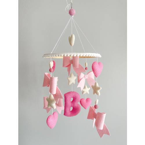 Bow baby girl mobile, Crib mobile with bows, Nursery mobile with bows, Baby girl mobile with pink bows, Personalized crib mobile for a girl